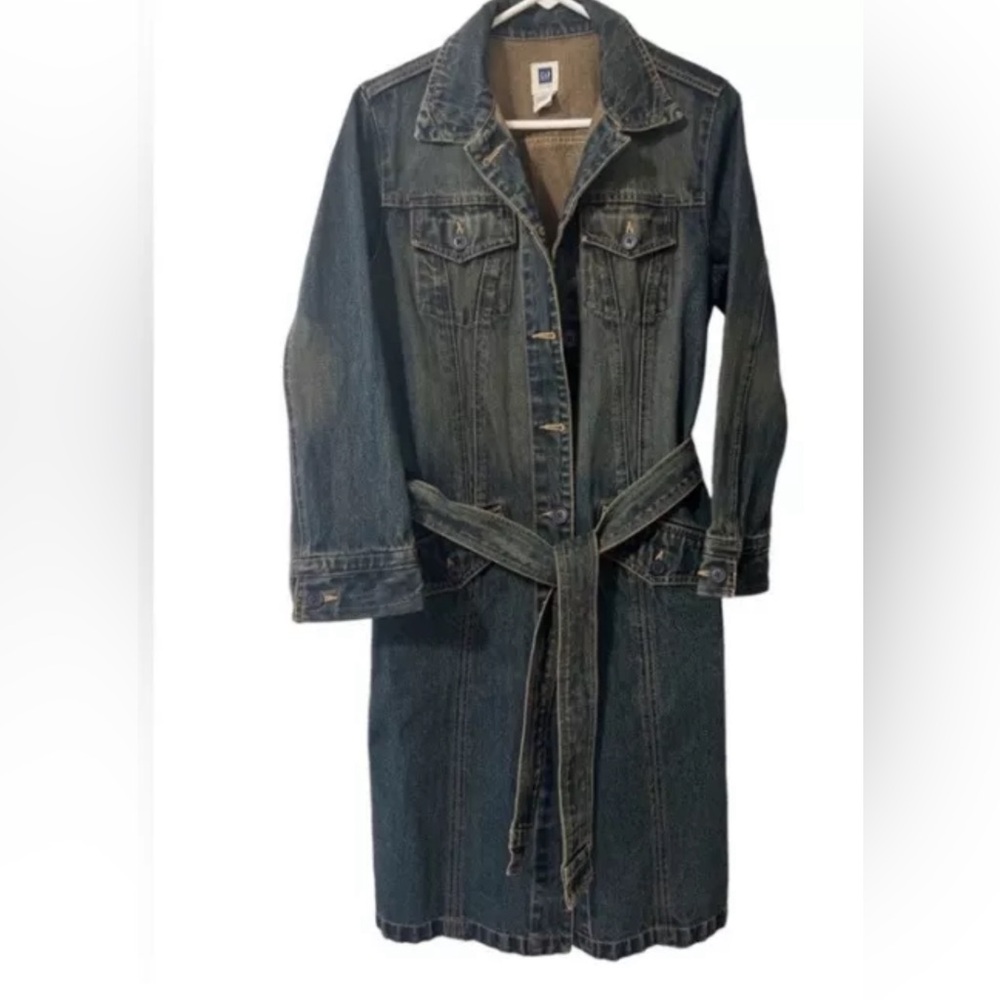 Gap Y2K denim trench size large like new!!